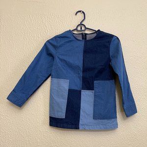 Denim Patchwork XXS Long Sleeved Shirt